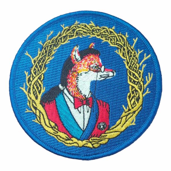 Dapper Fox Gentleman Iron-on Round Patch - 4in Diameter UNIQUE RARE - Picture 1 of 3